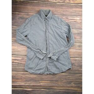 Massimo Dutti Mens Size Medium Blue Gray Button Down Long Sleeve Shirt
